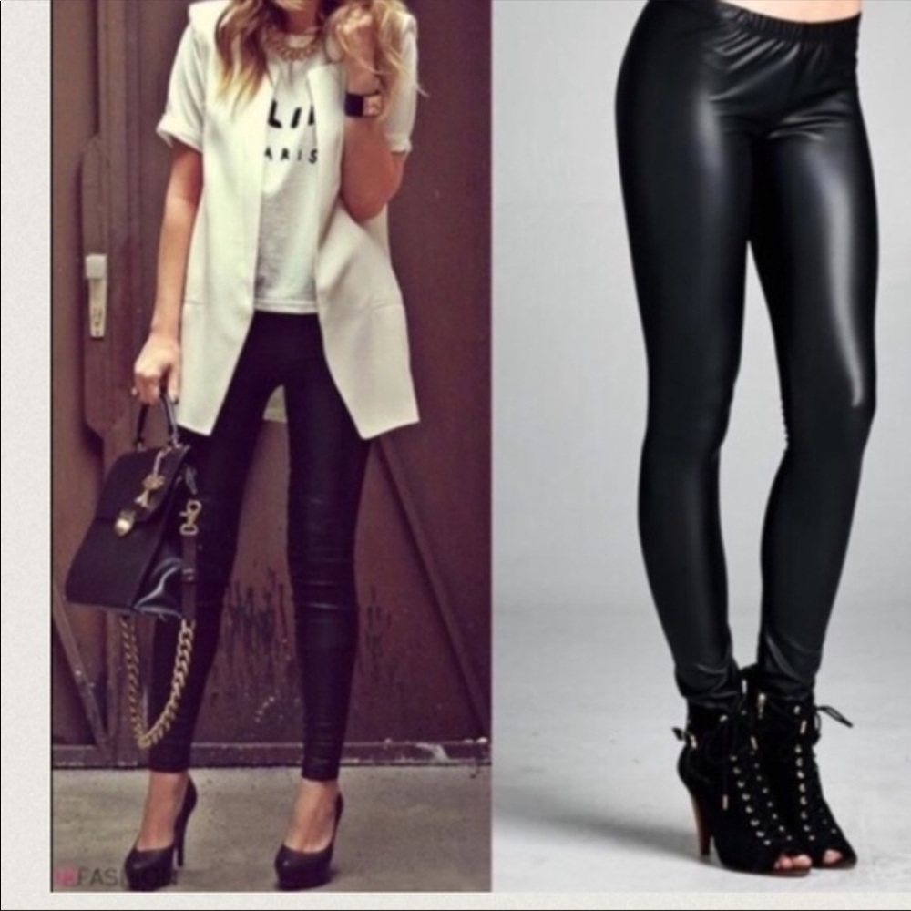 Black faux leather leggings - Picture 5 of 7